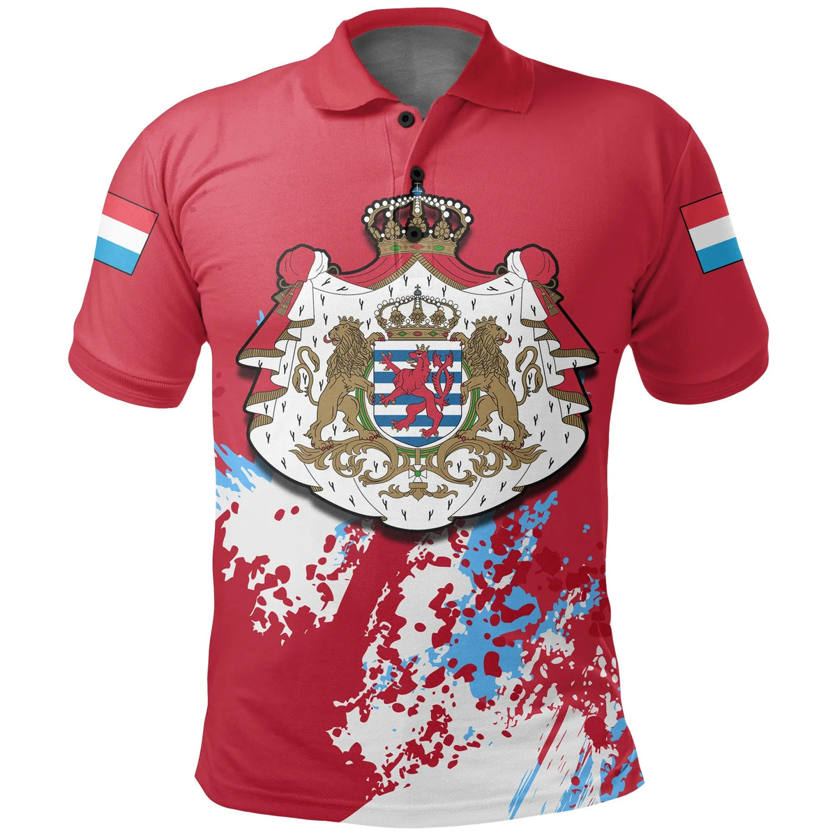 Luxembourg Polo Shirt Coat Of Arms Spaint Style RLT6 - Wonder Print Shop
