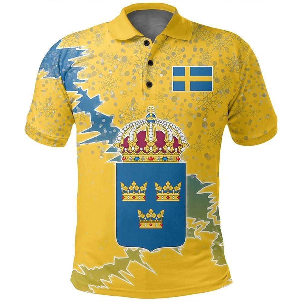 Sweden Polo Shirt Christmas Coat Of Arms X Style RLT7 - Wonder Print Shop