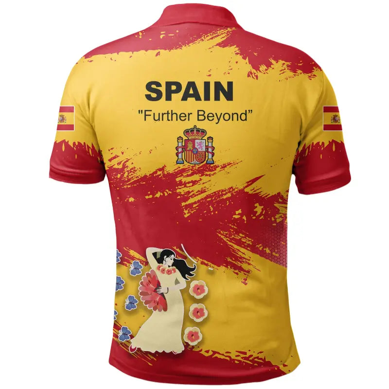 Spain Polo Shirt Spain Flag Brush RLT12 - Wonder Print Shop