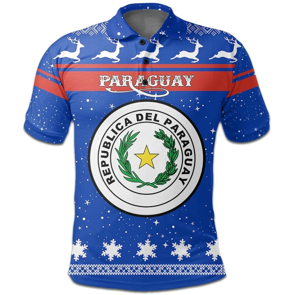 Christmas Paraguay Polo Shirt Coat Of Arms RLT7 - Wonder Print Shop