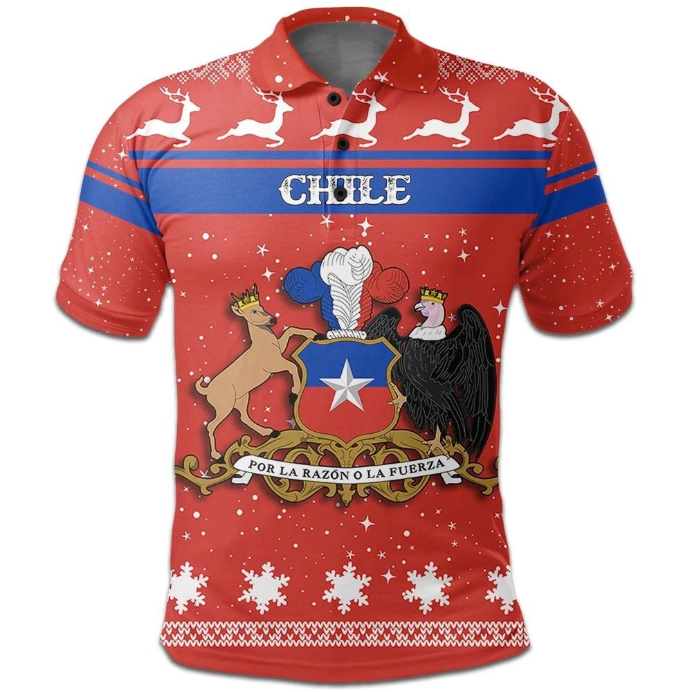 Christmas Chile Polo Shirt Coat Of Arms RLT7 - Wonder Print Shop
