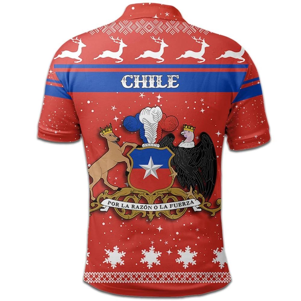 Christmas Chile Polo Shirt Coat Of Arms RLT7 - Wonder Print Shop