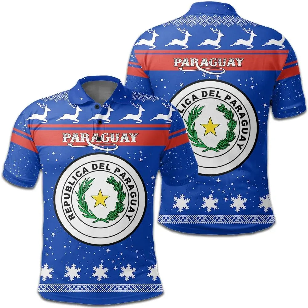 Christmas Paraguay Polo Shirt Coat Of Arms RLT7 - Wonder Print Shop