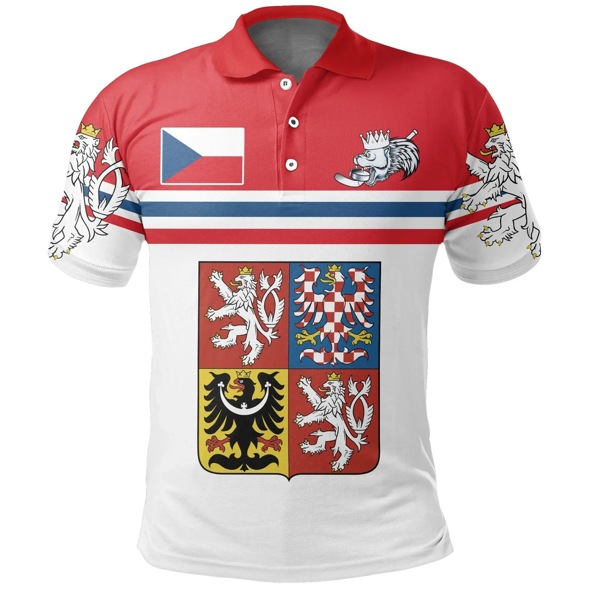 Czech Republic Hockey Polo Shirt Hockey Lion RLT13 - Wonder Print Shop