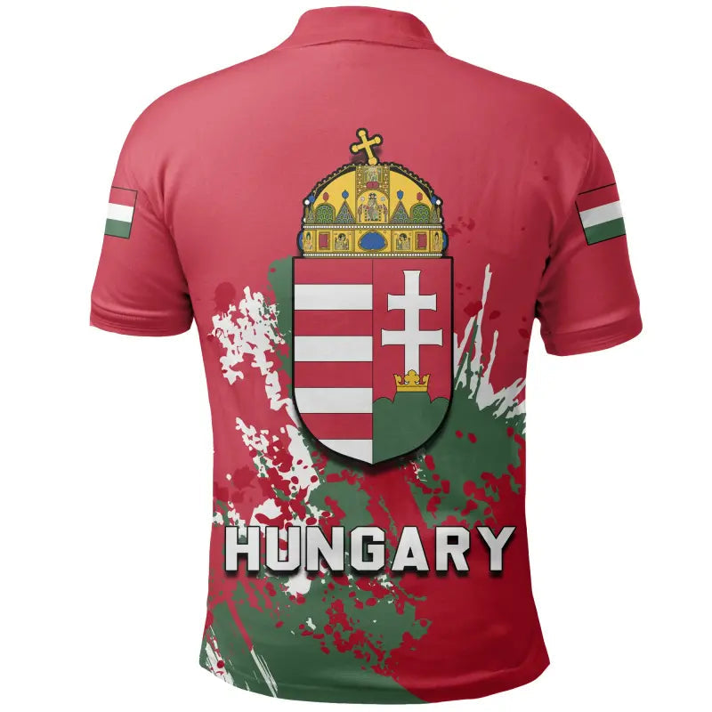 Hungary Polo Shirt Coat Of Arms Spaint Style RLT8 - Wonder Print Shop