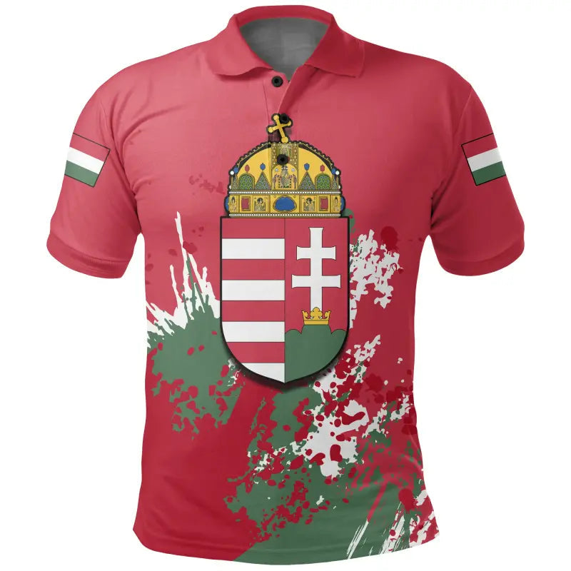 Hungary Polo Shirt Coat Of Arms Spaint Style RLT8 - Wonder Print Shop