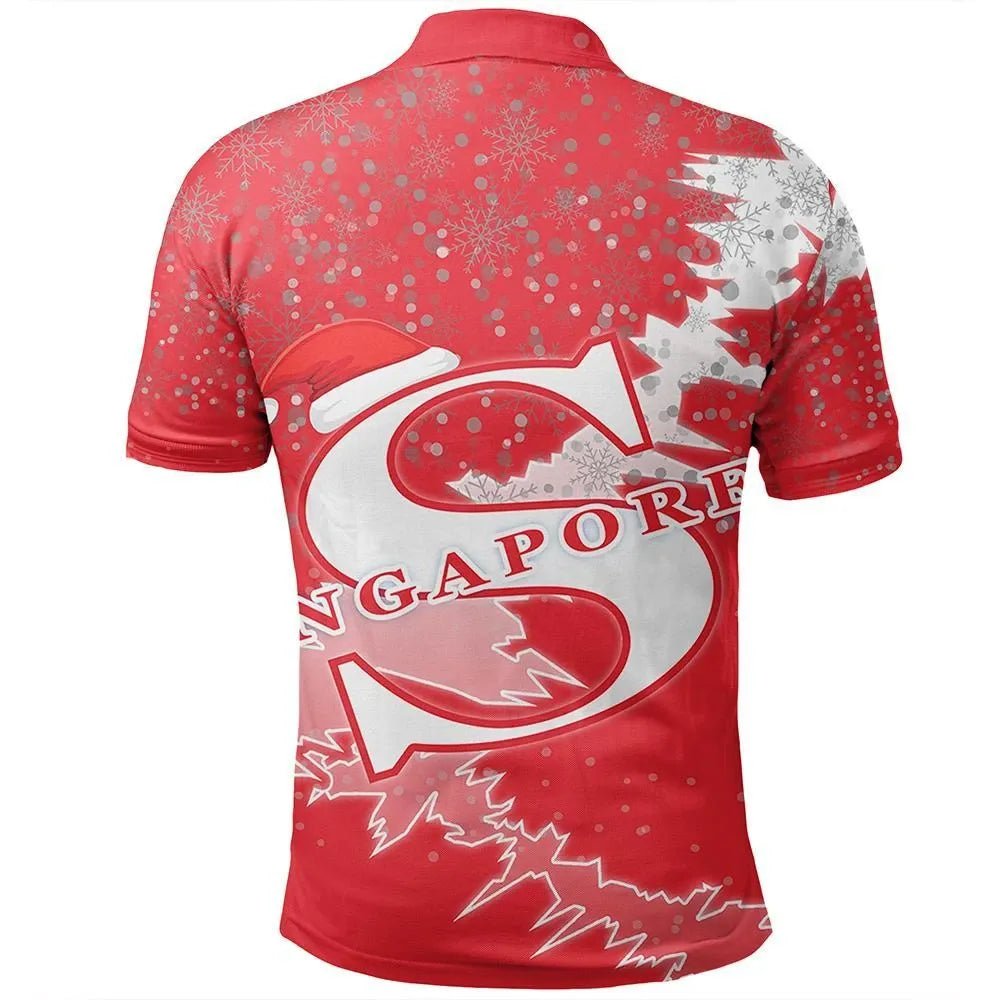 Singapore Polo Shirt Christmas Coat Of Arms X Style RLT13 - Wonder Print Shop