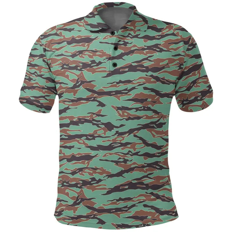 Army Guyana Tiger Stripe Camouflage Seamless Polo Shirt RLT8 - Wonder Print Shop