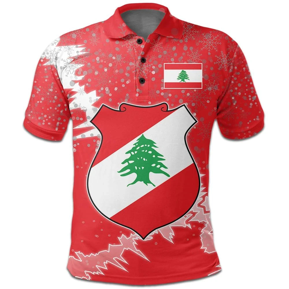 Lebanon Polo Shirt Christmas Coat Of Arms X Style8 RLT6 - Wonder Print Shop