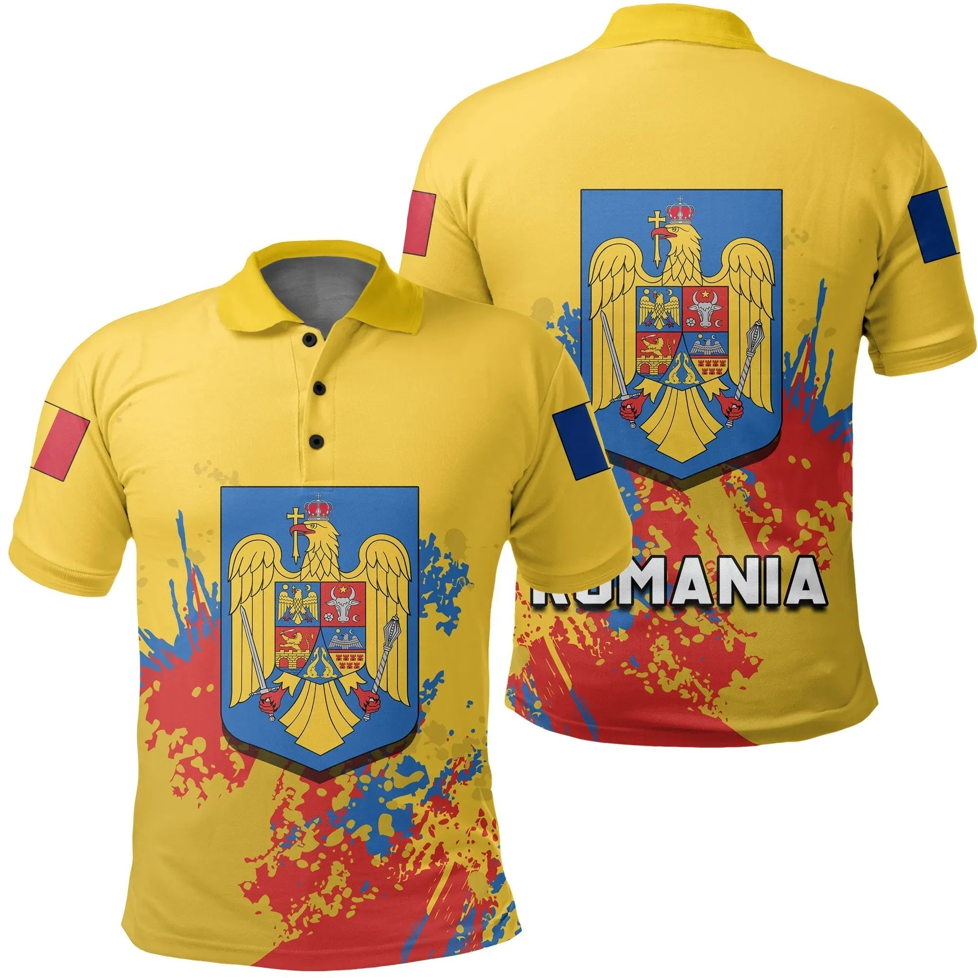 romania-coat-of-arms-polo-shirt-spaint-style