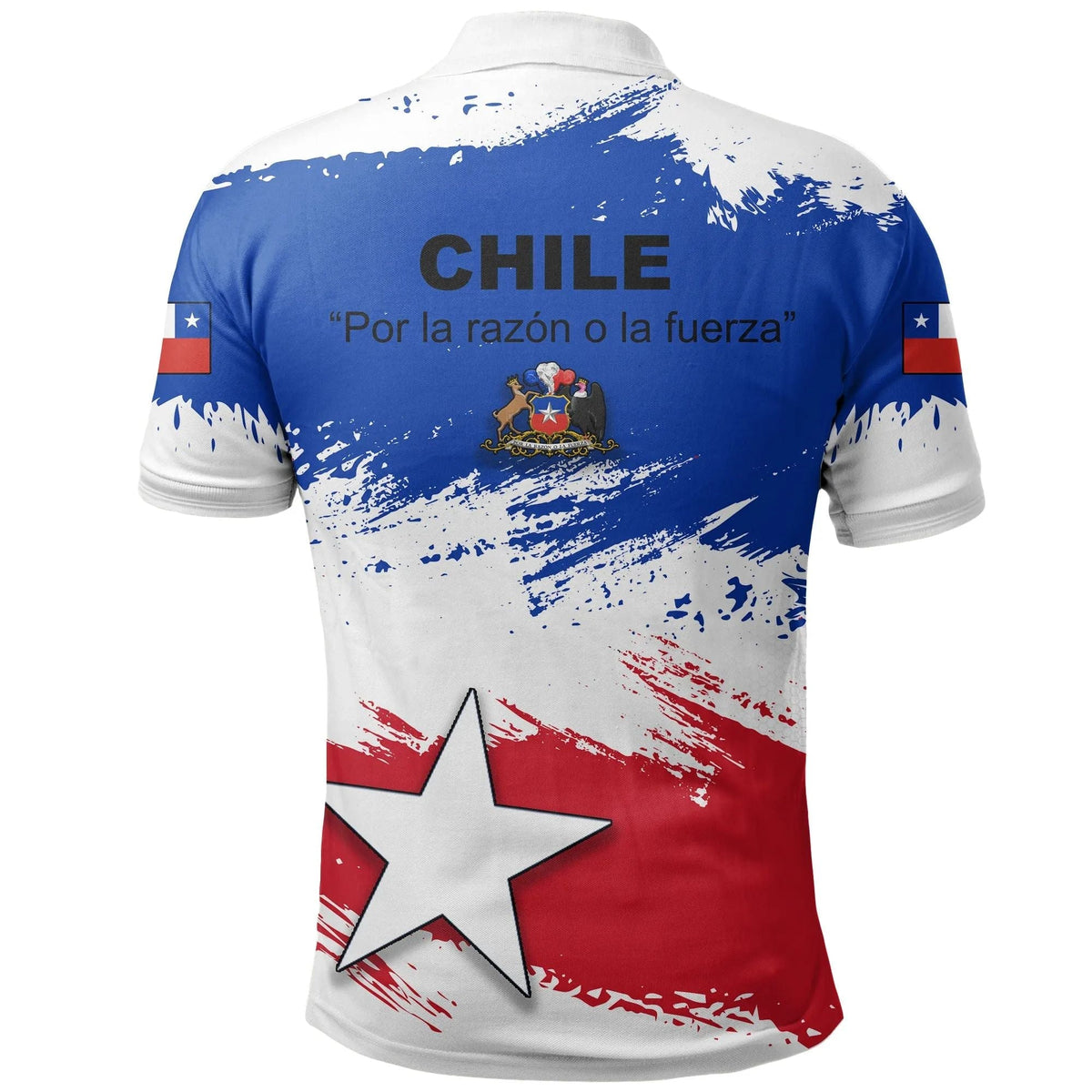 Chile Polo Shirt Chile Flag Brush RLT7 - Wonder Print Shop
