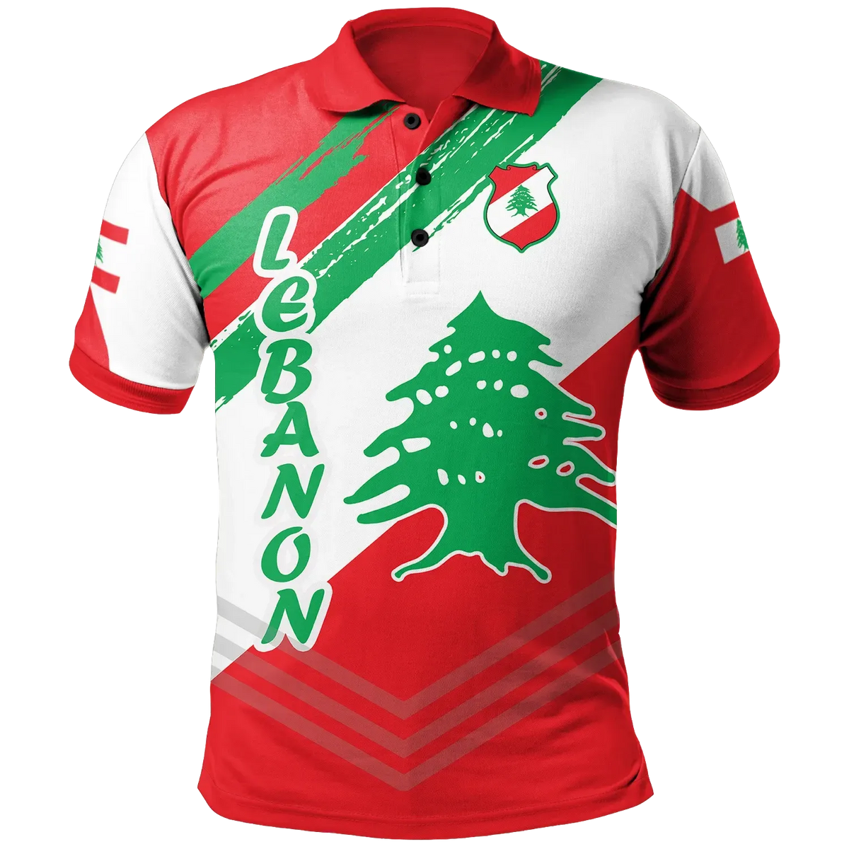 Lebanon Polo - Shirt - Lebanon Flag Polygon Style24 RLT6 - Wonder Print Shop