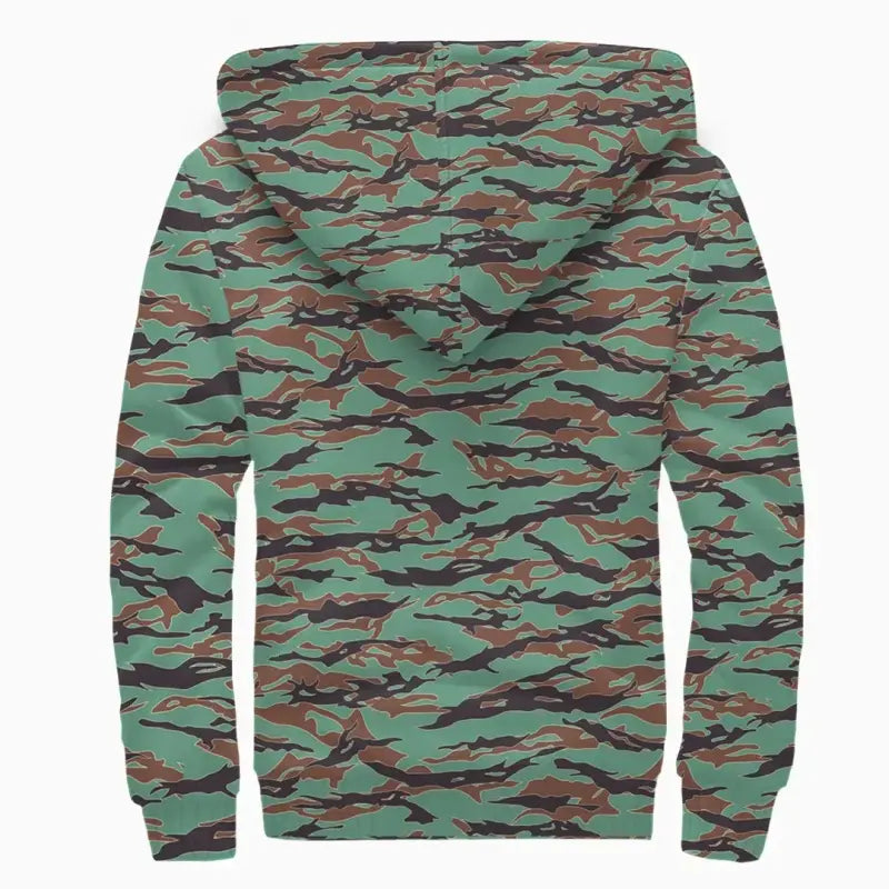 Army Guyana Tiger Stripe Camouflage Seamless Sherpa Hoodie RLT8 - Wonder Print Shop