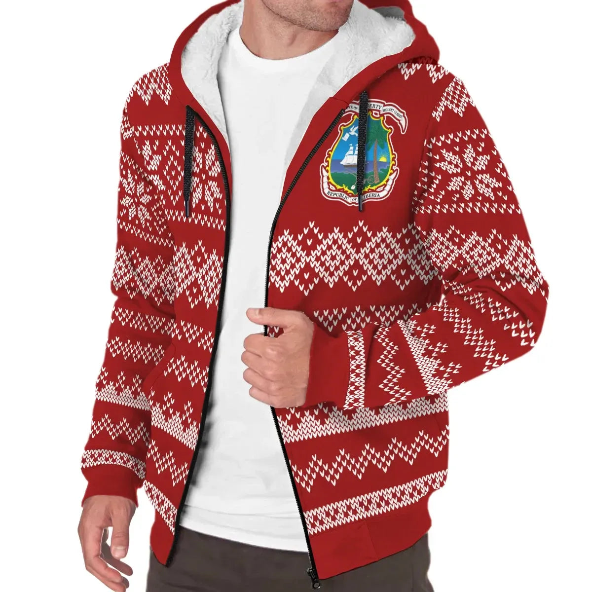 Liberia Christmas Sherpa Hoodie Women's/Men's RLT6 - Wonder Print Shop