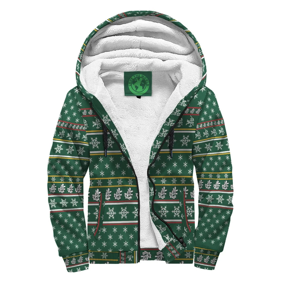 Lithuania Christmas Sherpa Hoodie - Green RLT6 - Wonder Print Shop