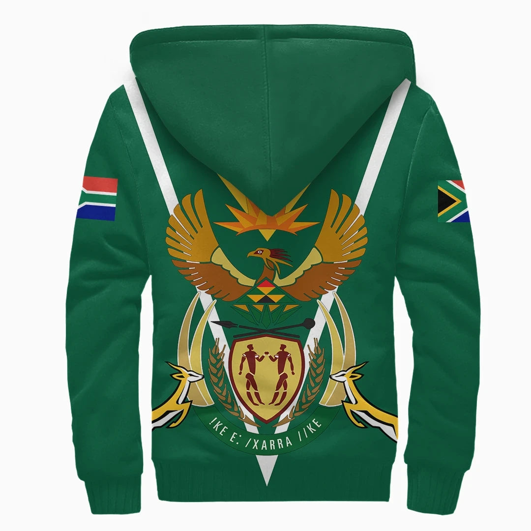 South Africa Sherpa Hoodie Coat Of Arms RLT8 - Wonder Print Shop