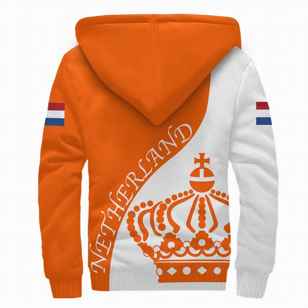 Netherlands Sherpa Hoodie King Day Crown RLT7 - Wonder Print Shop