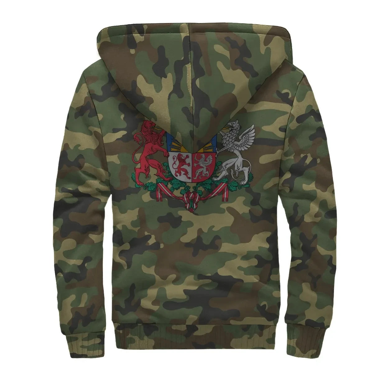Latvia Sherpa Hoodie Camo Women's/Men's RLT6 - Wonder Print Shop