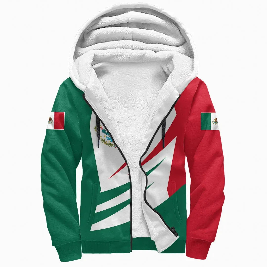 Mexico Sherpa Hoodie Coat Of Arms Bincjou RLT13 - Wonder Print Shop