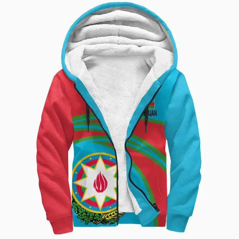 azerbaijan-blue-n-flag-sherpa-hoodie