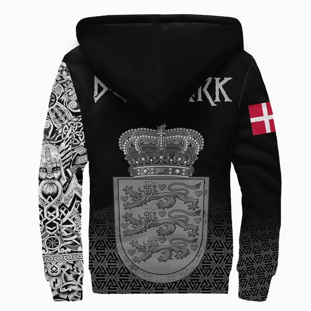 Viking Sherpa Hoodie - Denmark Coat Of Arms RLT13 - Wonder Print Shop
