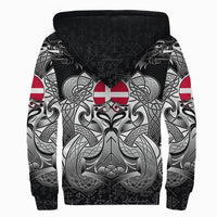 Viking Sherpa Hoodie - Denmark Mjolnir and Double Dragon RLT13 - Wonder Print Shop