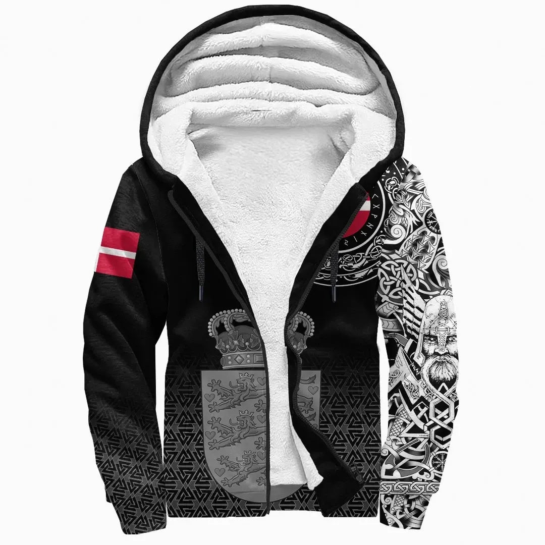 Viking Sherpa Hoodie - Denmark Coat Of Arms RLT13 - Wonder Print Shop