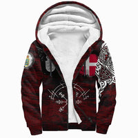Viking Sherpa Hoodie - Denmark Raven of Odin and Symbol Viking on Blood Background RLT13 - Wonder Print Shop