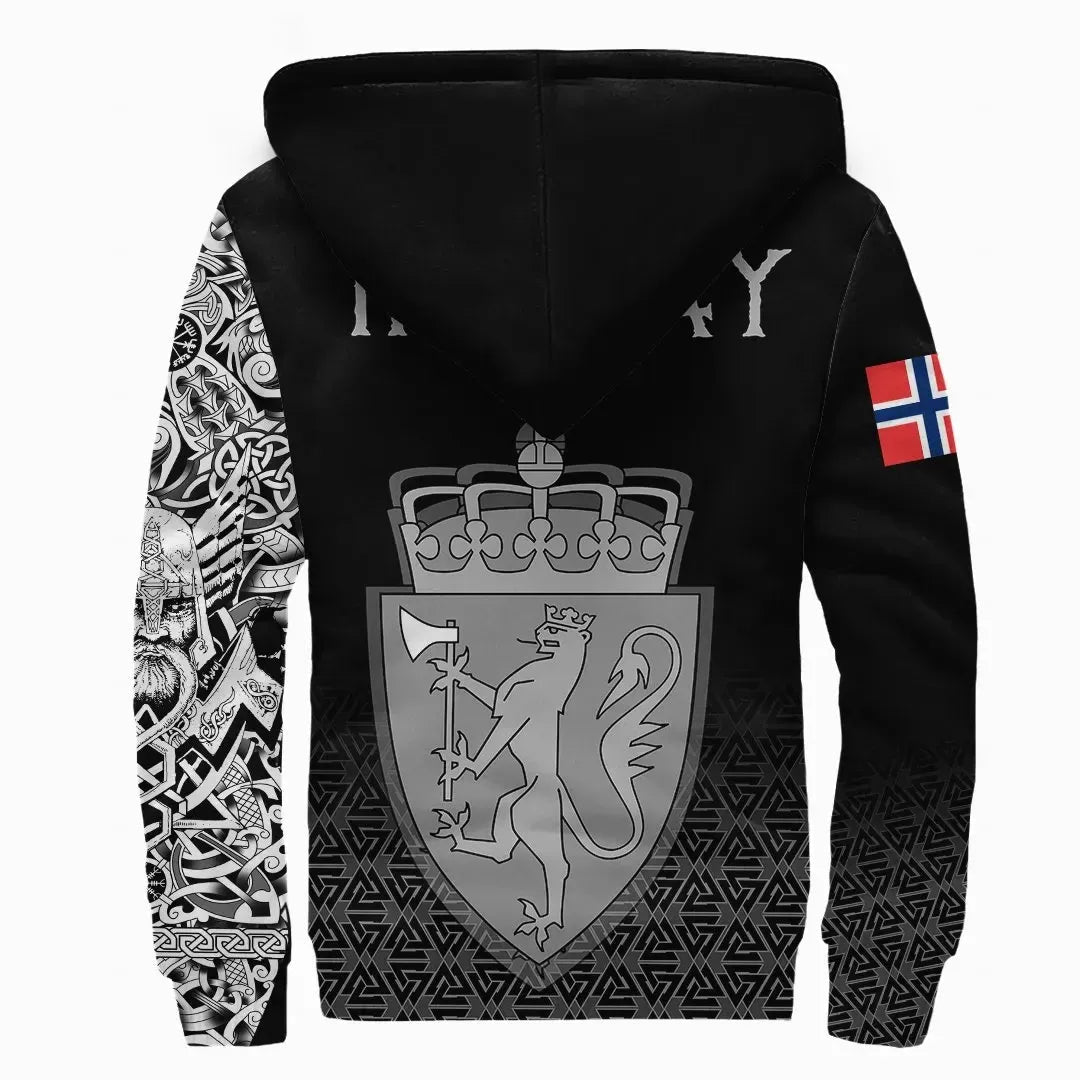 Viking Sherpa Hoodie - Norway Coat Of Arms RLT7 - Wonder Print Shop