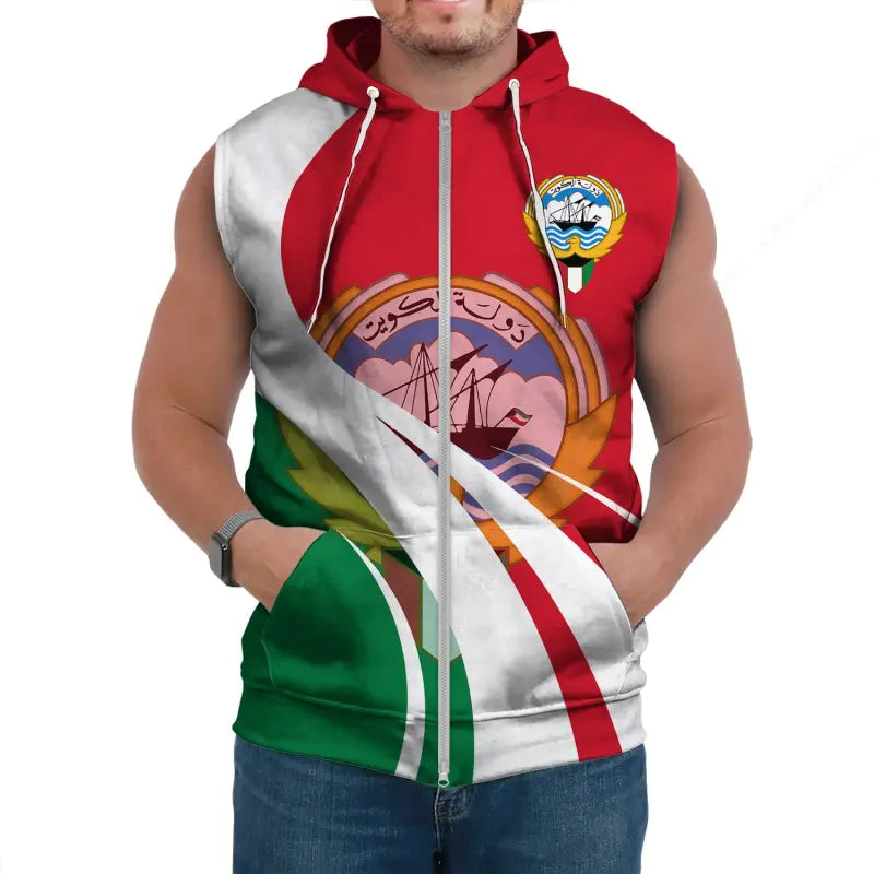 Kuwait Sleeveless Hoodie Flag Original Basic RLT8 - Wonder Print Shop