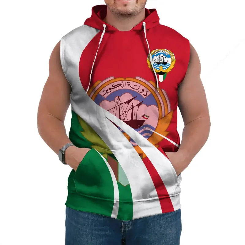 Kuwait Sleeveless Hoodie Flag Original Basic RLT8 - Wonder Print Shop