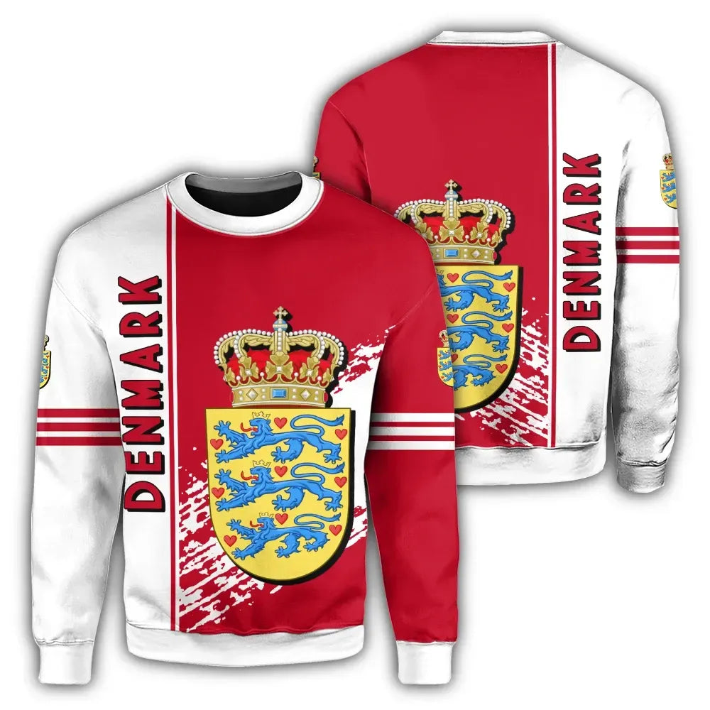 Denmark Coat Of Arms Sweatshirt Quarter Style RLT13 - Wonder Print Shop