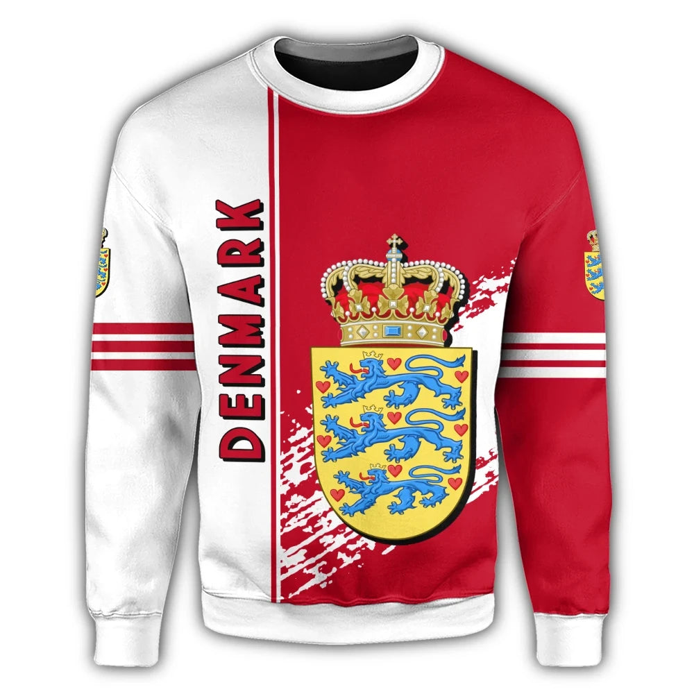 Denmark Coat Of Arms Sweatshirt Quarter Style RLT13 - Wonder Print Shop