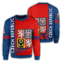 Czech Republic Coat Ofrms Sweatshirt Quarter Style RLT13 - Wonder Print Shop