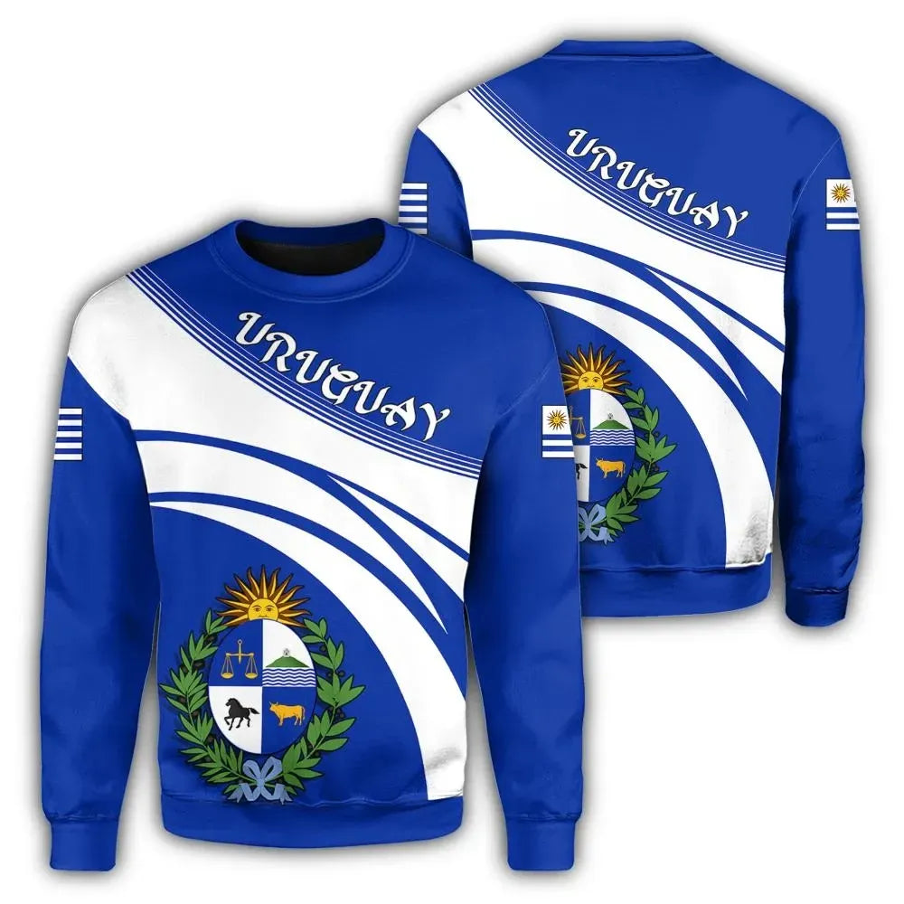 Uruguay Coat Of Arms Sweatshirt Cricket Style RLT6 - Wonder Print Shop