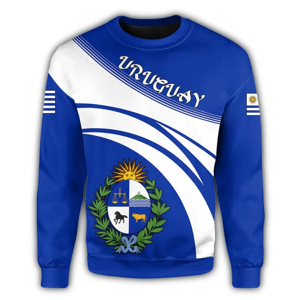 Uruguay Coat Of Arms Sweatshirt Cricket Style RLT6 - Wonder Print Shop
