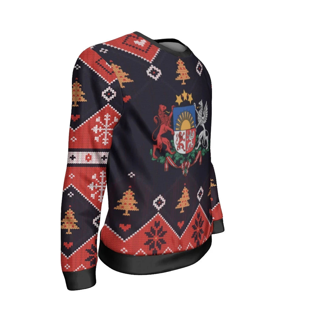 Latvia Christmas Sweatshirt - Santa Claus Ho Ho Ho RLT6 - Wonder Print Shop