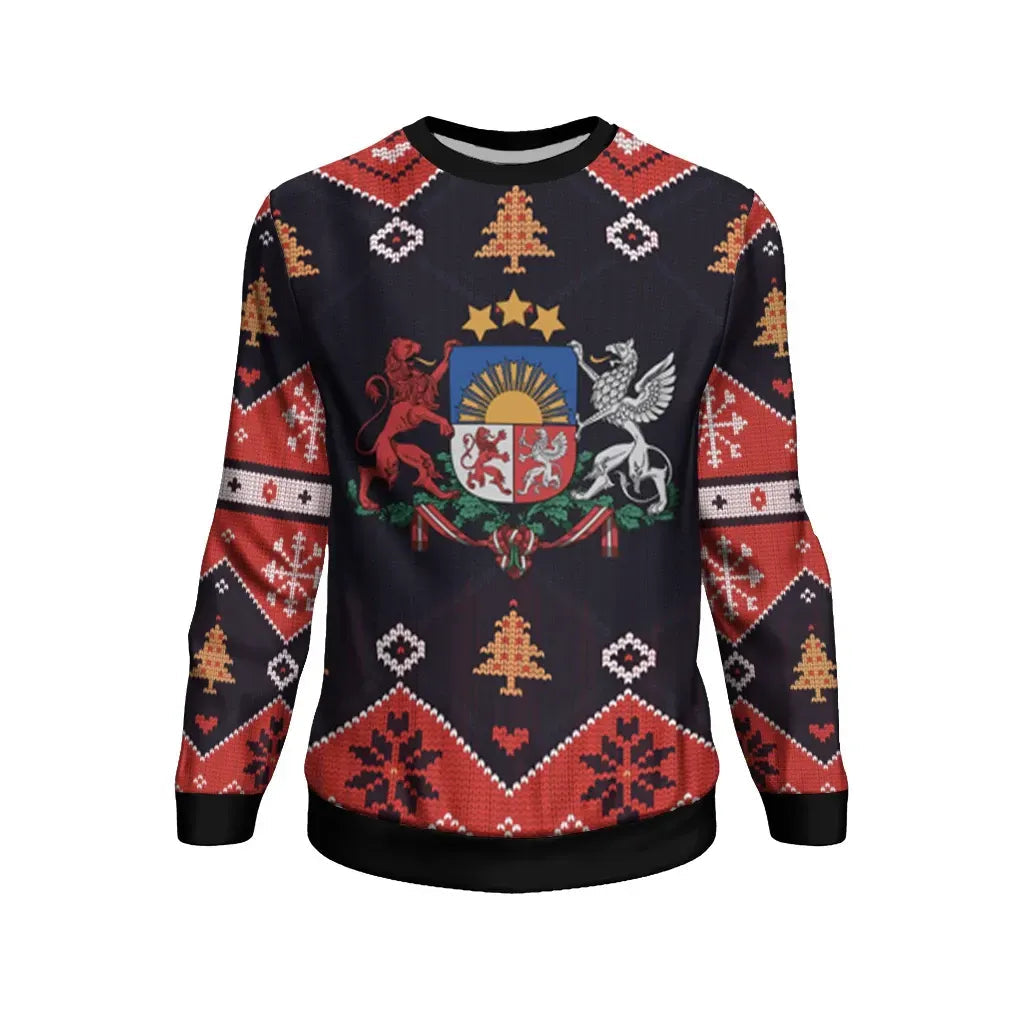 Latvia Christmas Sweatshirt - Santa Claus Ho Ho Ho RLT6 - Wonder Print Shop