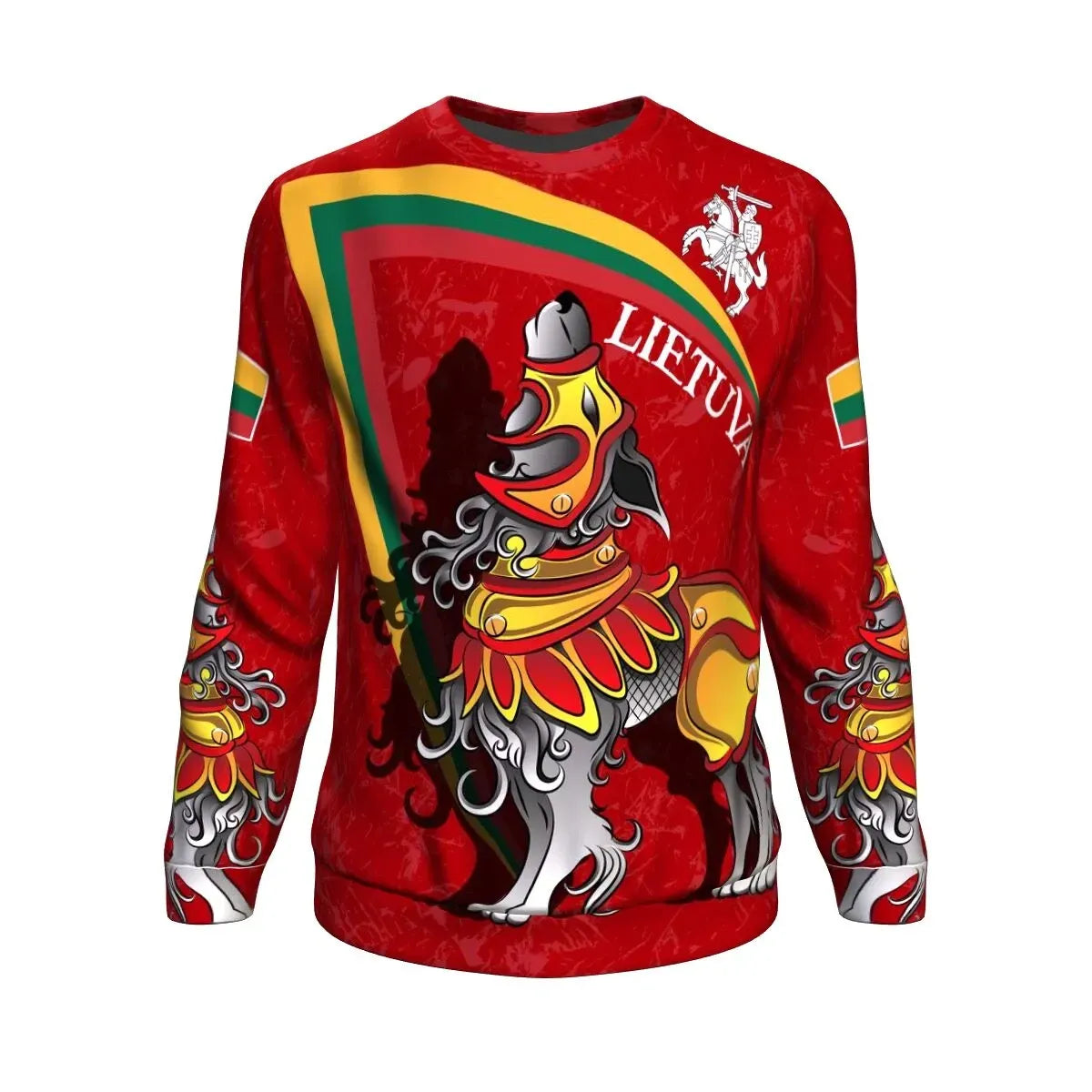 (Lietuva) Lithuania Sweatshirt - Lithuanian Iron Wolf Red RLT6 - Wonder Print Shop
