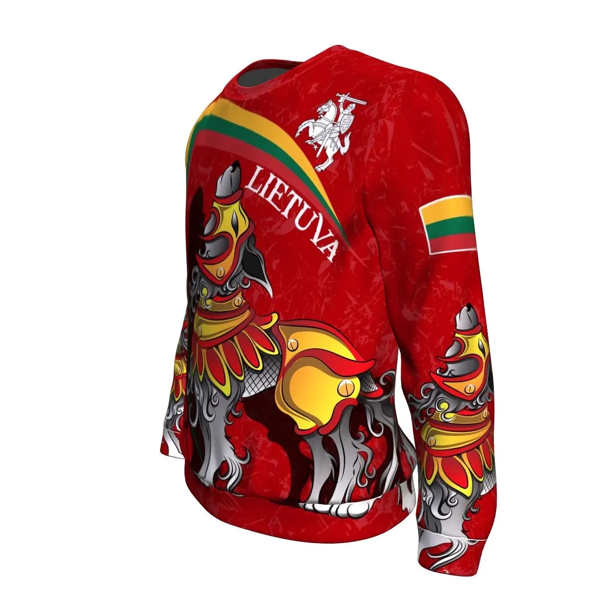 (Lietuva) Lithuania Sweatshirt - Lithuanian Iron Wolf Red RLT6 - Wonder Print Shop