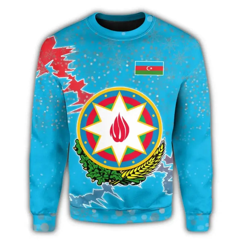 Azerbaijan Christmas Coat Of Arms Sweatshirt X Style RLT8 - Wonder Print Shop