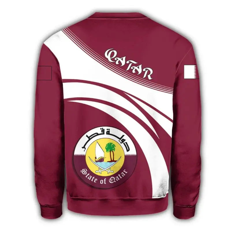 Qatar Coat Of Arms Sweatshirt Cricket Style RLT12 - Wonder Print Shop