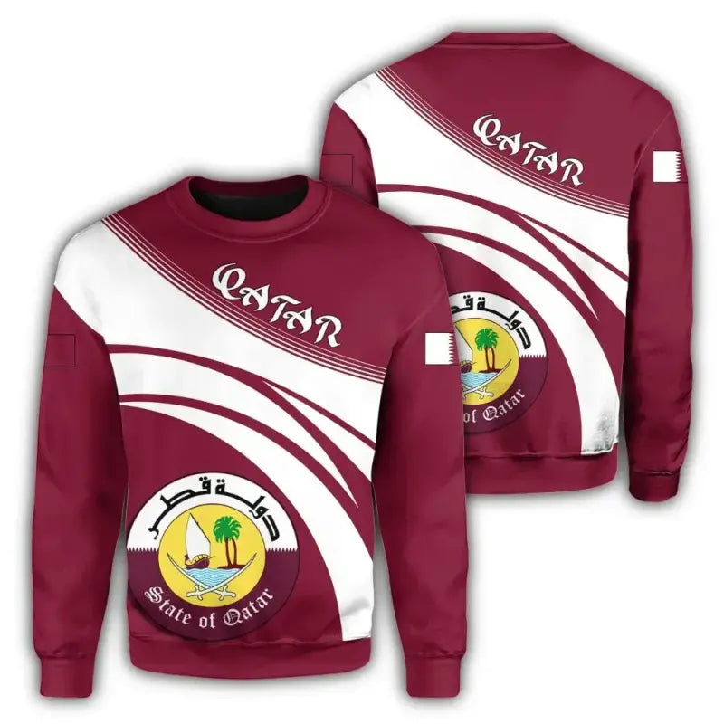 Qatar Coat Of Arms Sweatshirt Cricket Style RLT12 - Wonder Print Shop