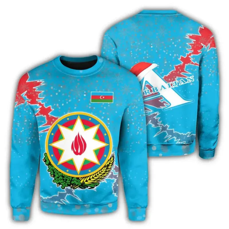 Azerbaijan Christmas Coat Of Arms Sweatshirt X Style RLT8 - Wonder Print Shop