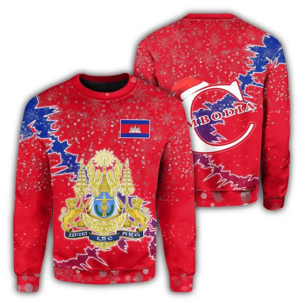 Cambodia Christmas Coat Of Arms Sweatshirt X Style RLT7 - Wonder Print Shop