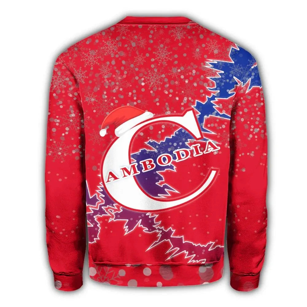 Cambodia Christmas Coat Of Arms Sweatshirt X Style RLT7 - Wonder Print Shop