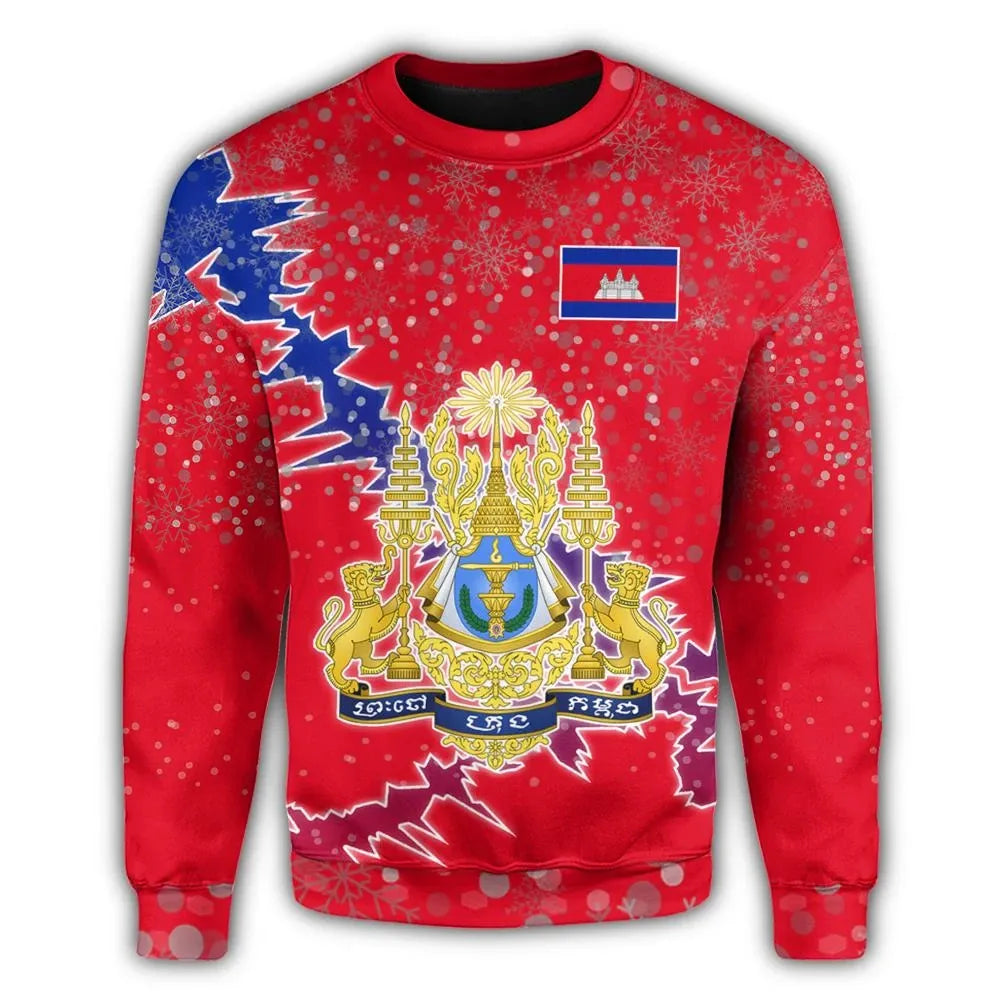 Cambodia Christmas Coat Of Arms Sweatshirt X Style RLT7 - Wonder Print Shop