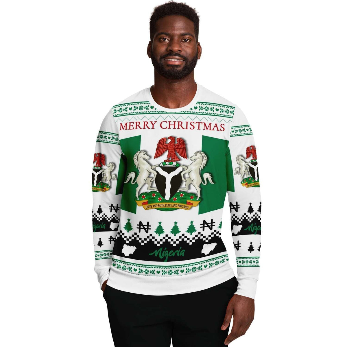 Nigeria Christmas Sweatshirt, White RLT8 - Wonder Print Shop