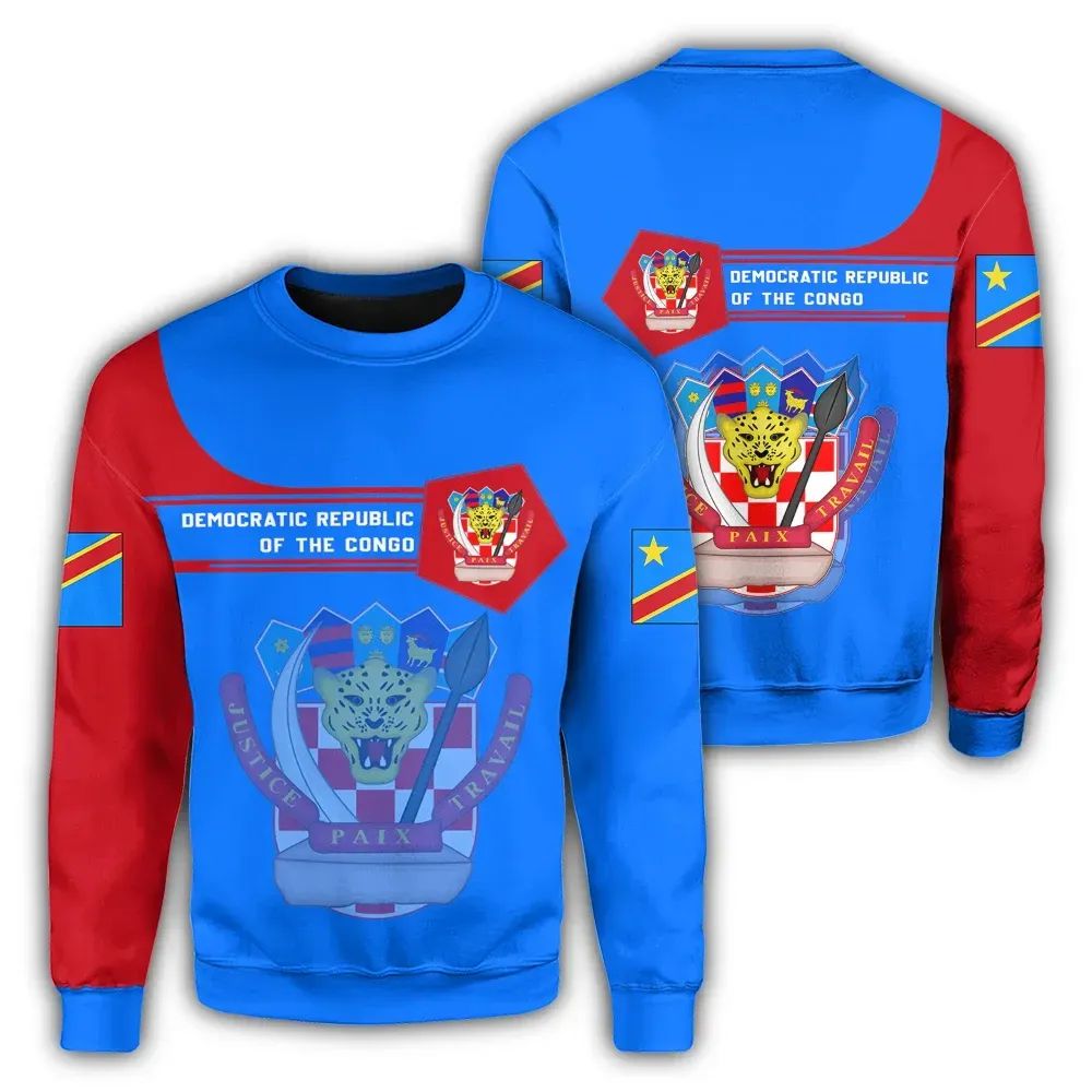 Democratic Republic Of The Congo Coat Of Arms Sweatshirt Simple Style RLT13 - Wonder Print Shop