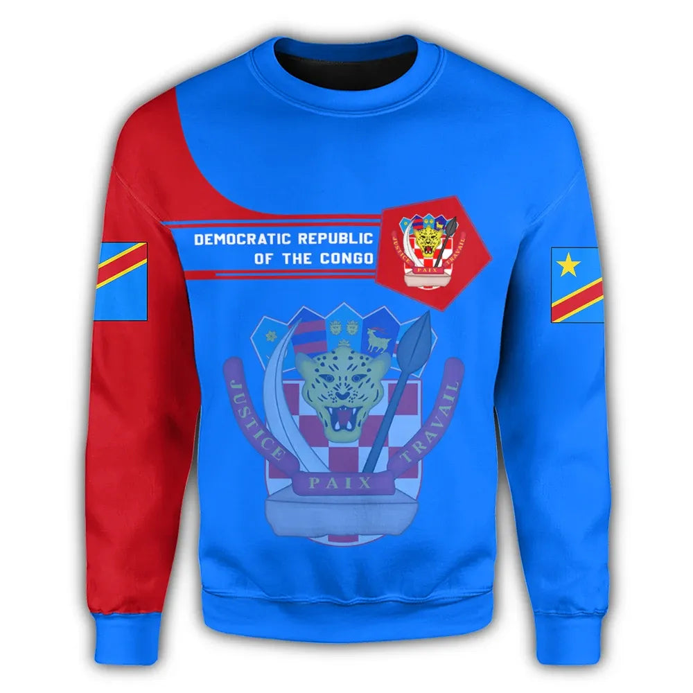 Democratic Republic Of The Congo Coat Of Arms Sweatshirt Simple Style RLT13 - Wonder Print Shop
